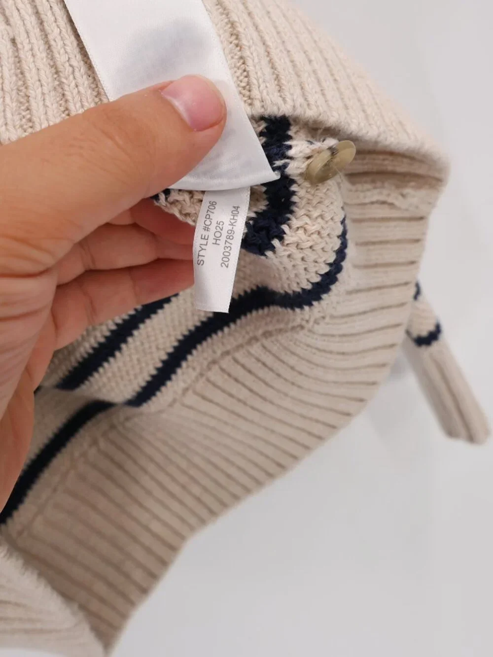 NWT J Crew Sweater Polo Mens XS Cotton Racking Stitch Striped Long Sleeve preppy